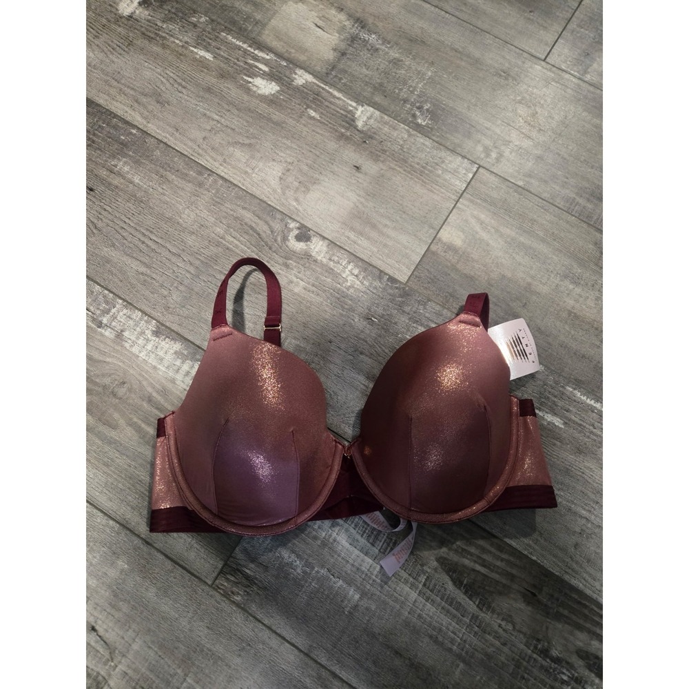 NWT Savage X Fenty Bra 38DD BURGANDY SHIMMERY Padded Underwire Full Supportive